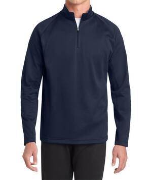 NEW SPORT-TEK sport-wick fleece 1/4-zip pullover in navy/silver